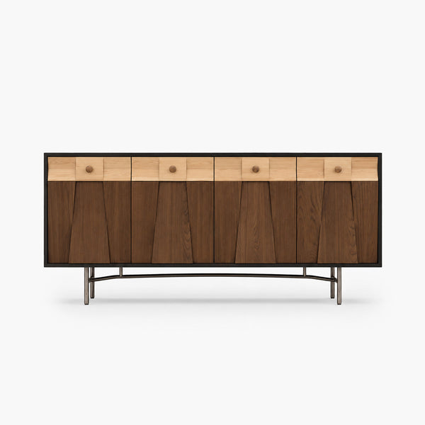 Tessera 63" Geometric Walnut Sideboard with 4 Drawers