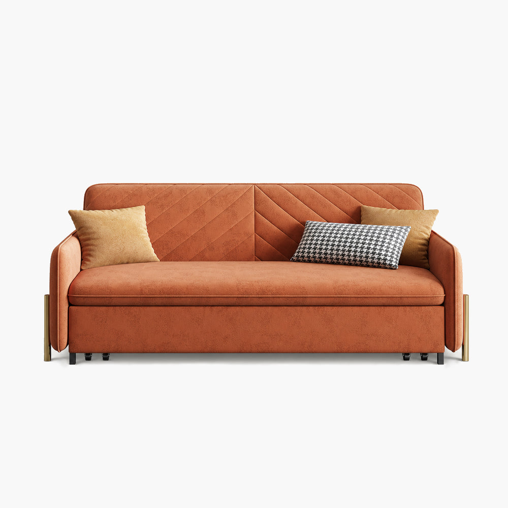 Lennox 47"/70" Velvet Pull-Out Sofa Bed with Storage