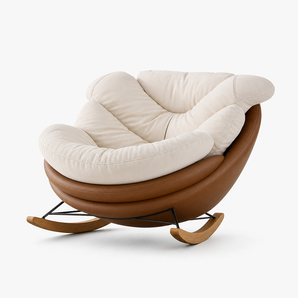 Rowan 42.9" Upholstered Rocking Chair with Rubberwood Base