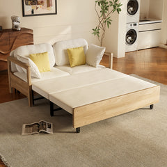 Sofa Bed with Storage Space Convertible Design Solid Wood Sponge Fabric