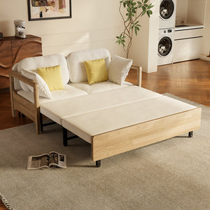 Sofa Bed with Storage Space Convertible Design Solid Wood Sponge Fabric