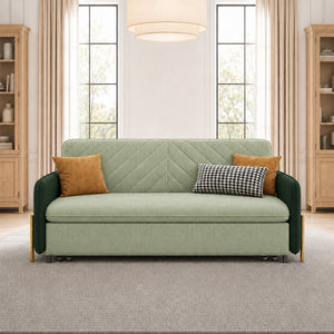 Lennox 47"/70" Velvet Pull-Out Sofa Bed with Storage