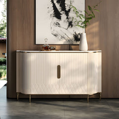 54.6" Elegant Cream White Sideboard Buffet Cabinet with Adjustable Shelves