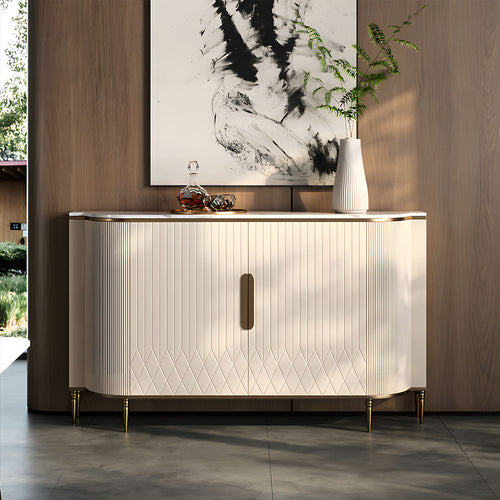 54.6" Elegant Cream White Sideboard Buffet Cabinet with Adjustable Shelves