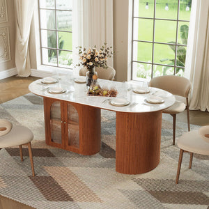 Tavian 70"/78" Oval Sintered Stone Dining Table with Storage
