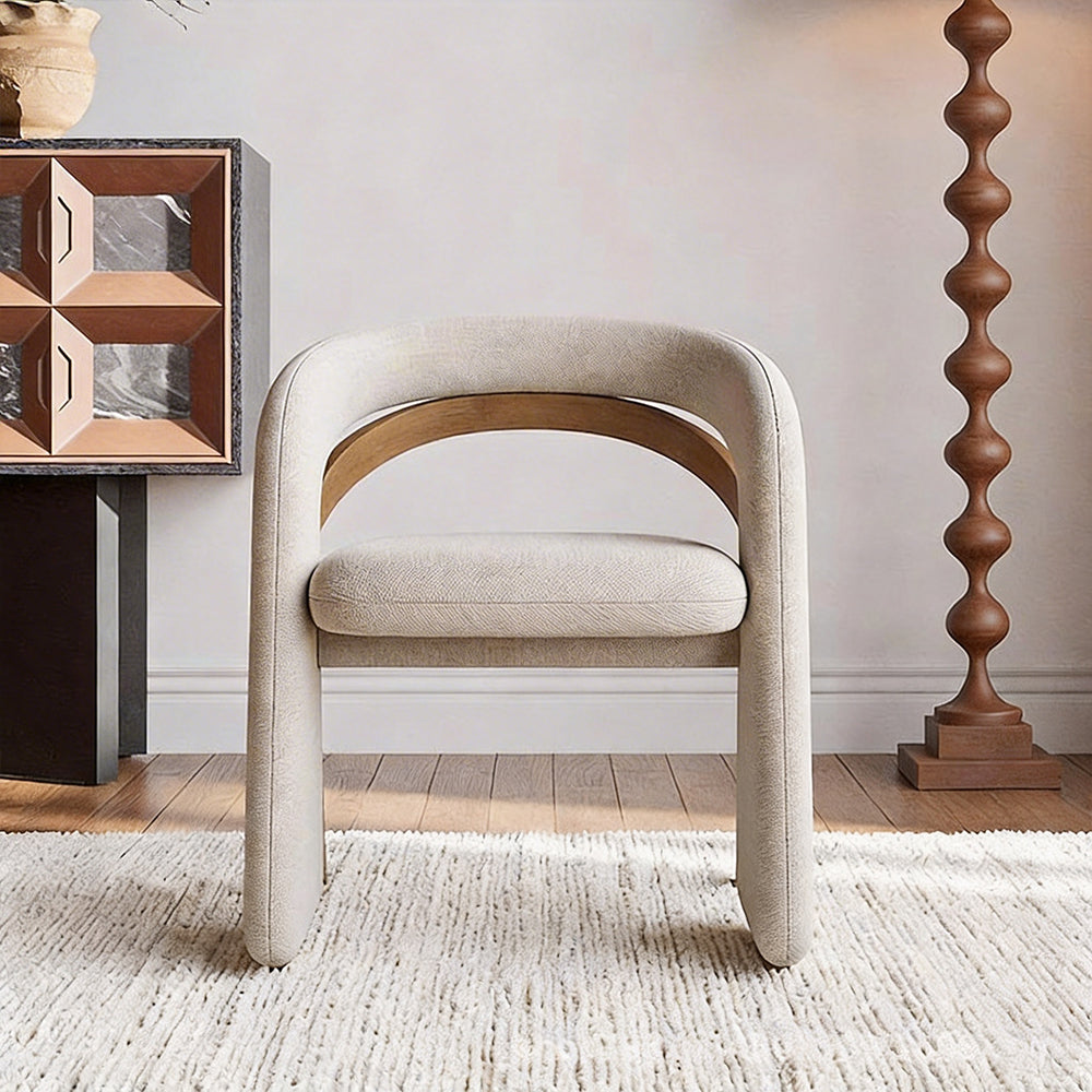 Modern Sculptural Accent Chair Upholstered Fabric with Solid Wood Frame Curved Artistic Design 1 Piece