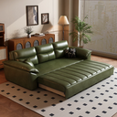 Green faux leather convertible sofa bed with hidden storage drawers