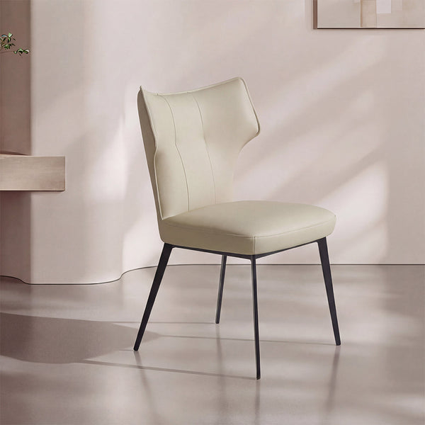 Ezra Sculpted High-Back Faux Leather Dining Chair