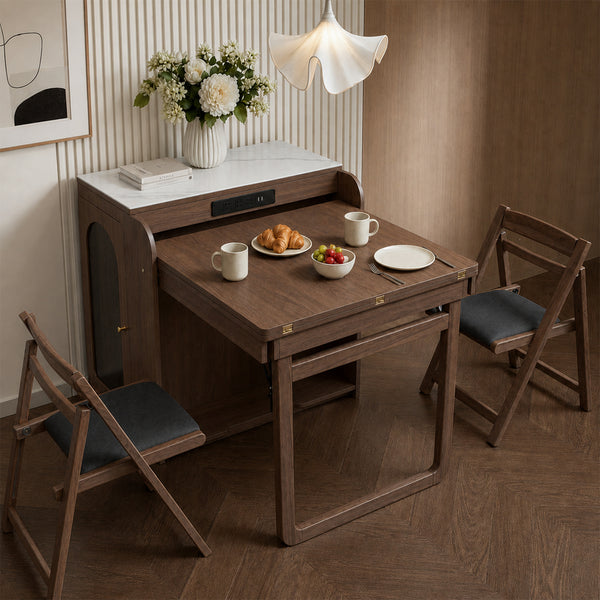 Atlas 74.8" Freestanding Murphy Dining Table with Chair Storage