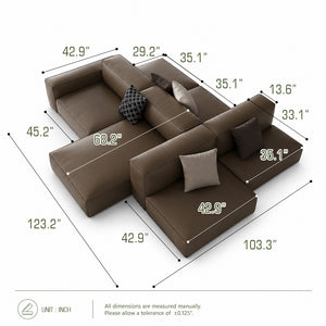 Theo Modular Sectional Sofa with Top-Grain Leather Seating