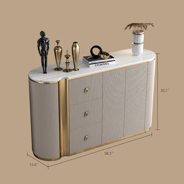Siena 58.5" Fluted Sideboard with 3 Drawers