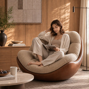 Cove Curved Lounge Chair with Plush Chenille Cushion