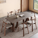 Contemporary Wooden Dining Table with Ceramic Top Modern Aesthetic