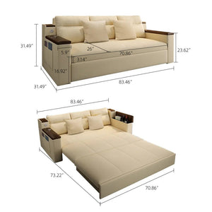 83'' 3-Seater Pull-Out Sleeper Sofa with Storage & USB Port