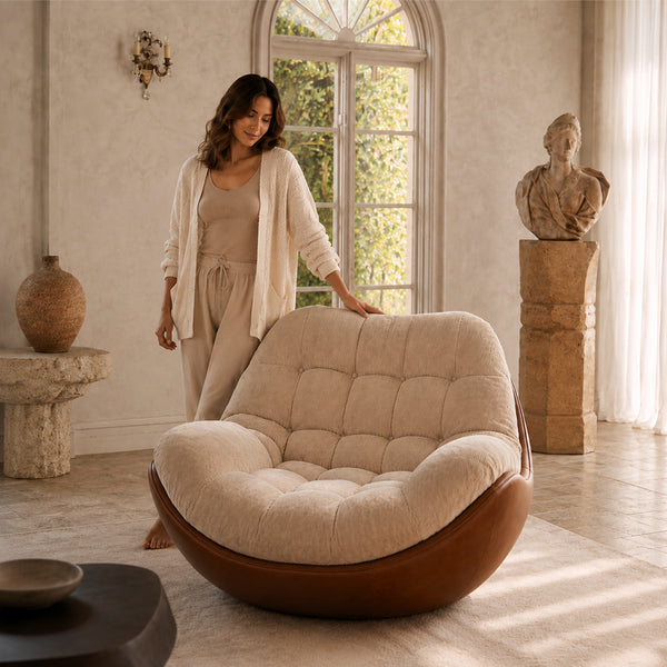 Cove Curved Lounge Chair with Plush Chenille Cushion