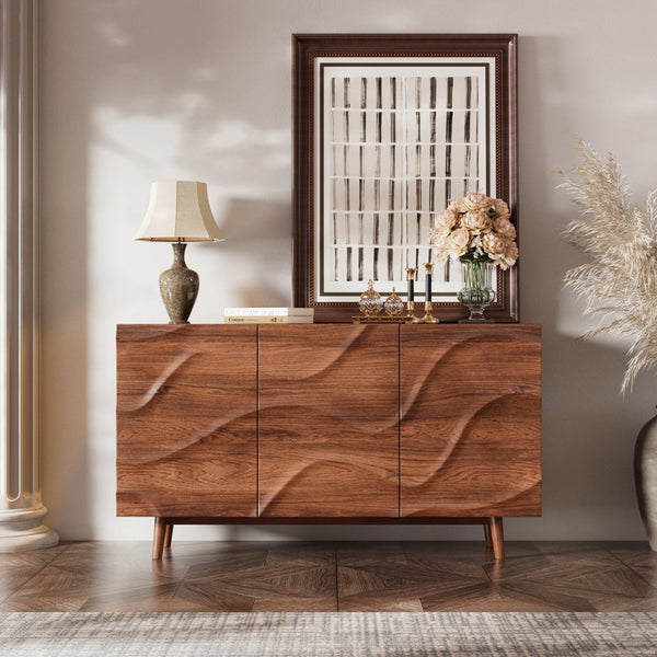 Modern Sideboard Wood 3-Door Cabinet Adjustable Shelves