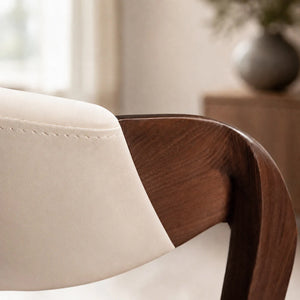 Eden Sculpted Wood & PU Leather Dining Armchairs, Set of 2