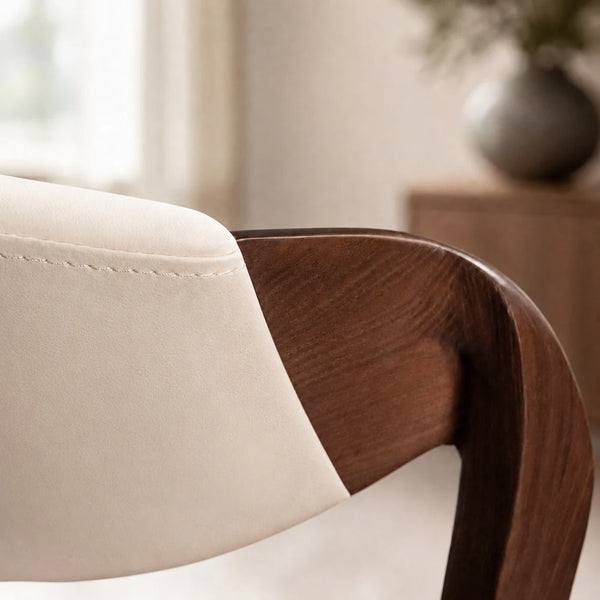 Eden Sculpted Wood & PU Leather Dining Armchairs, Set of 2