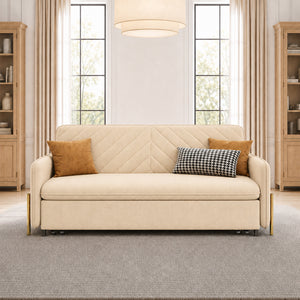Lennox 47"/70" Velvet Pull-Out Sofa Bed with Storage