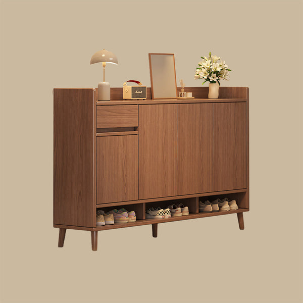 47.2''/55.1'' Modern Walnut Entryway Shoe Cabinet with Drawer Stylish Storage Organizer