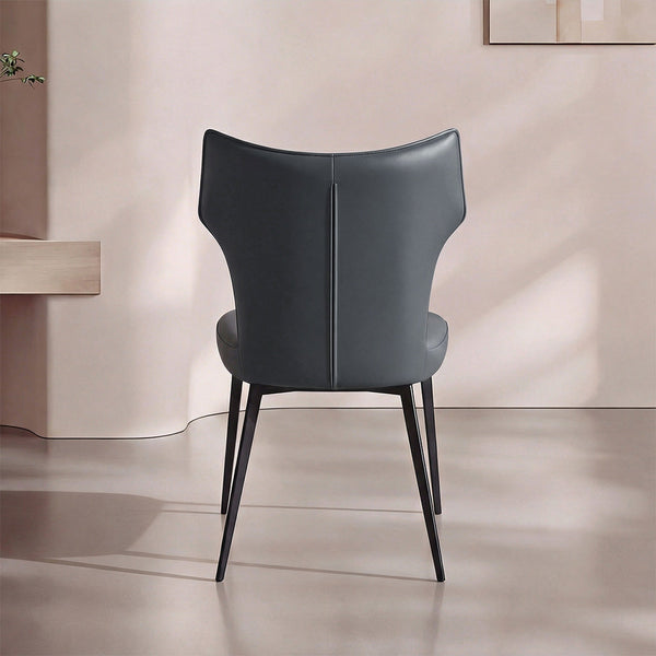 Ezra Sculpted High-Back Faux Leather Dining Chair