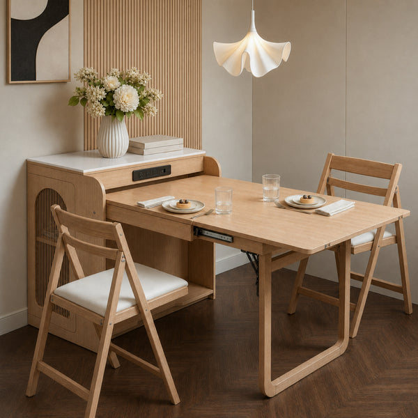 Atlas 74.8" Freestanding Murphy Dining Table with Chair Storage