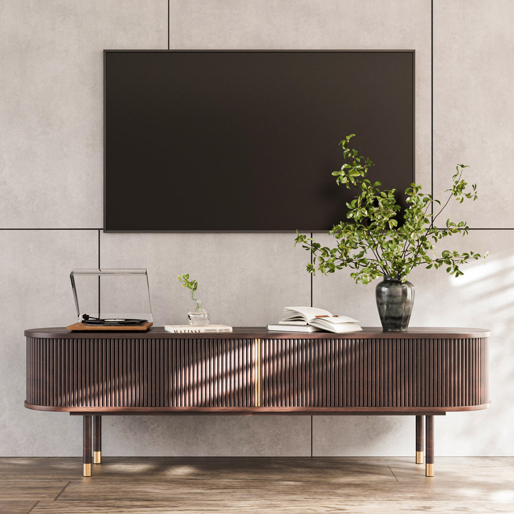 Solenne 70.8" Fluted Rubberwood TV Stand