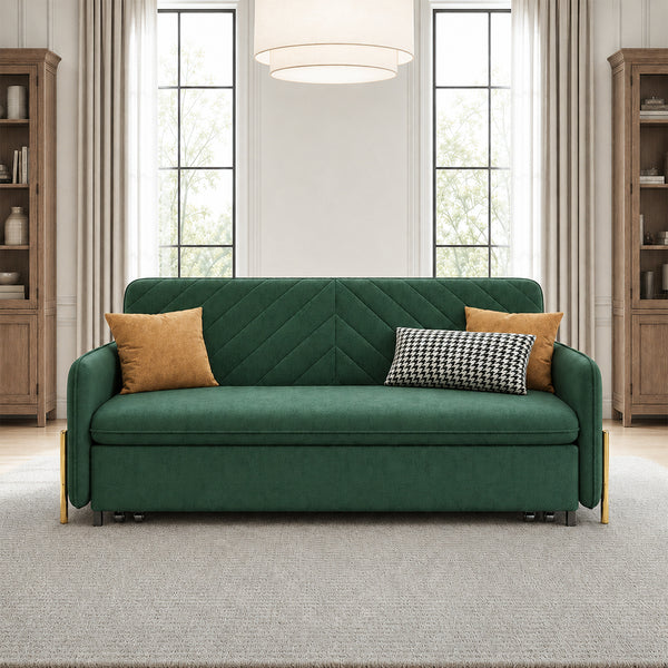 Lennox 47"/70" Velvet Pull-Out Sofa Bed with Storage