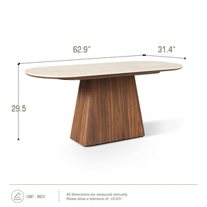 Vela 62.9" Oval Sintered Stone Dining Table
