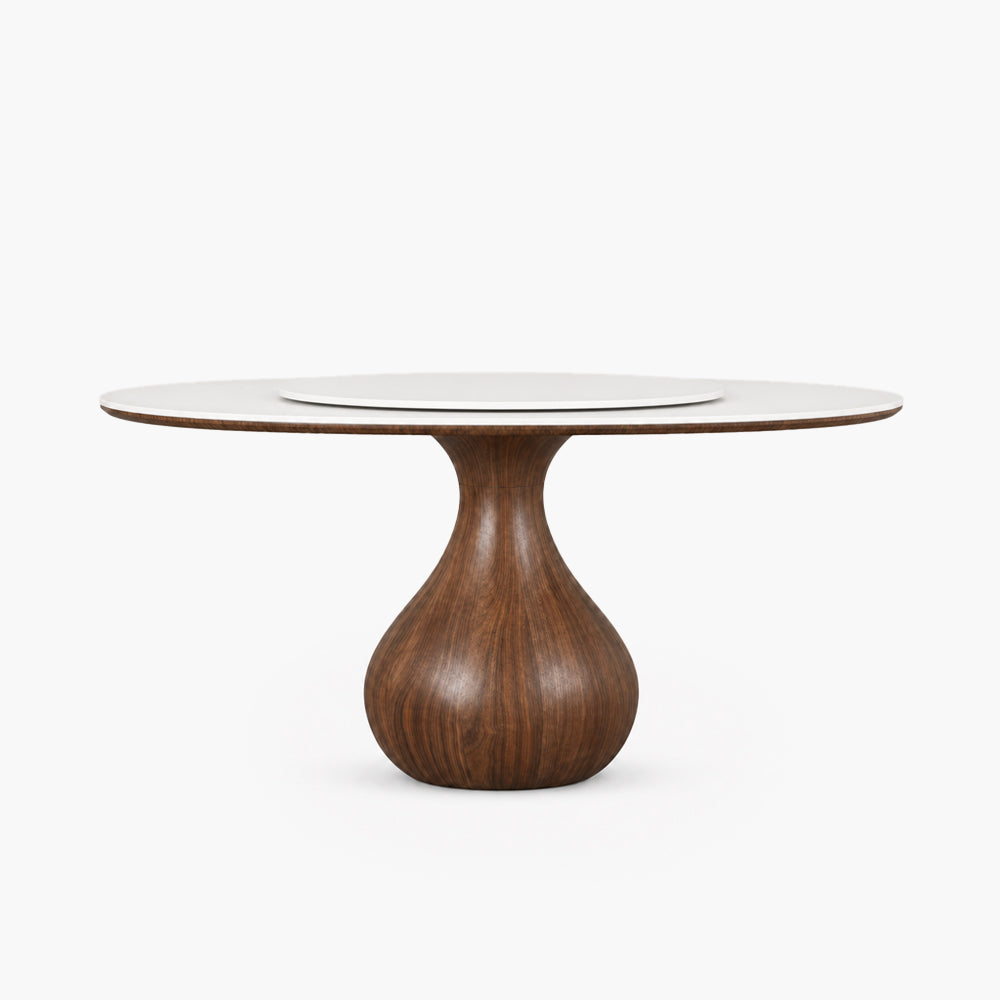Riva 46.8" Round Sintered Stone Dining Table with Optional Lazy Susan