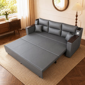 83'' 3-Seater Pull-Out Sleeper Sofa with Storage & USB Port