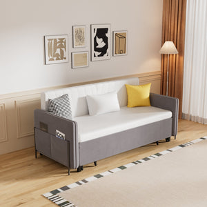 66.9"Convertible Sofa Bed Modern Minimalist Style with Side Pockets