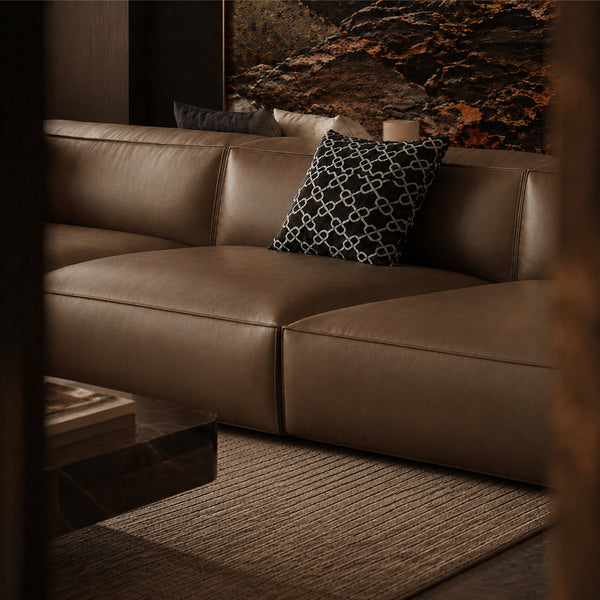 Theo Modular Sectional Sofa with Top-Grain Leather Seating