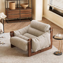 Modern Oil Waxed Leather Lounge Chair Solid Wood Frame Deep Seat Vintage Accent Armchair