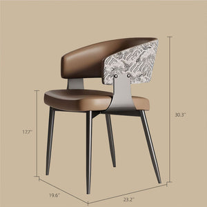 Set of 2 Modern Artistic Dining Chair Upholstered Seat Sculptural Textured Backrest Metal Frame Accent Chair