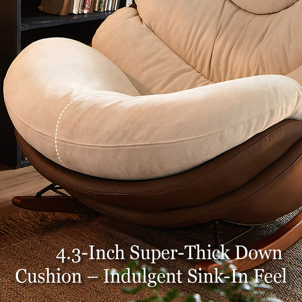 Modern Rocking Chair  Plush Comfort Ergonomic Design Durable Wooden Base for Relaxation