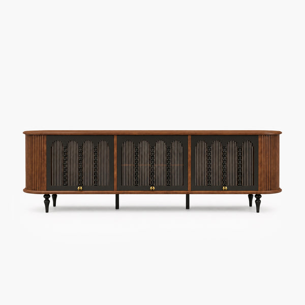 Marlowe 78" Flipper-Door TV Stand with Arched Glass