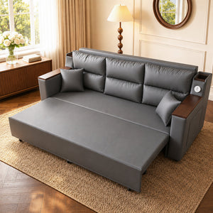 83'' 3-Seater Pull-Out Sleeper Sofa with Storage & USB Port