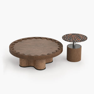 Halo Round Coffee Table Set with Glass Accent Side Table