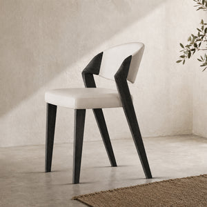 Eden Sculpted Wood & PU Leather Dining Armchairs, Set of 2