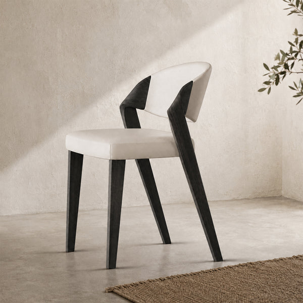 Eden Sculpted Wood & PU Leather Dining Armchairs, Set of 2