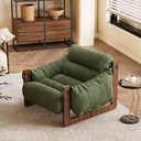 Modern Oil Waxed Leather Lounge Chair Solid Wood Frame Deep Seat Vintage Accent Armchair