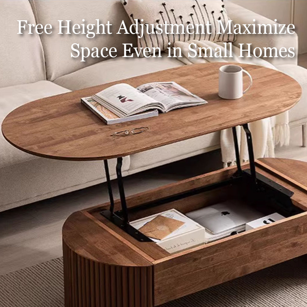 Linden 46.8" Oval Lift-Top Coffee Table with Hidden Storage
