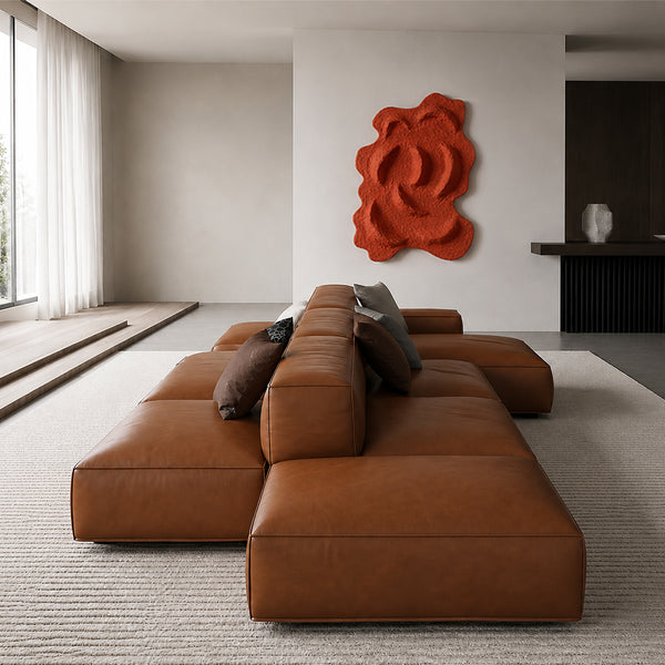 Theo Modular Sectional Sofa with Top-Grain Leather Seating