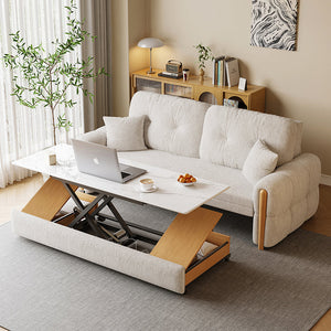 Modern Smart Sofa Bed with Built-in Electric Lift Coffee Table and Storage