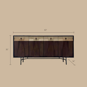 Modern Wooden Sideboard Unique Geometric Design Natural Wood Drawers Stylish Storage Cabinet