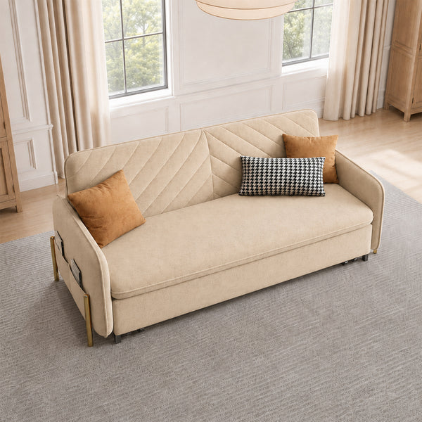 Lennox 47"/70" Velvet Pull-Out Sofa Bed with Storage