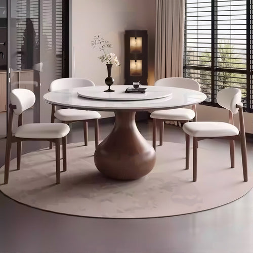 Riva 46.8" Round Sintered Stone Dining Table with Optional Lazy Susan