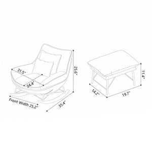 Modern Rocking Lounge Chair Upholstered Fabric Accent Chair with Curved Design and Metal Base