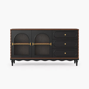 Marcel 62.9" Black Fluted-Glass Sideboard